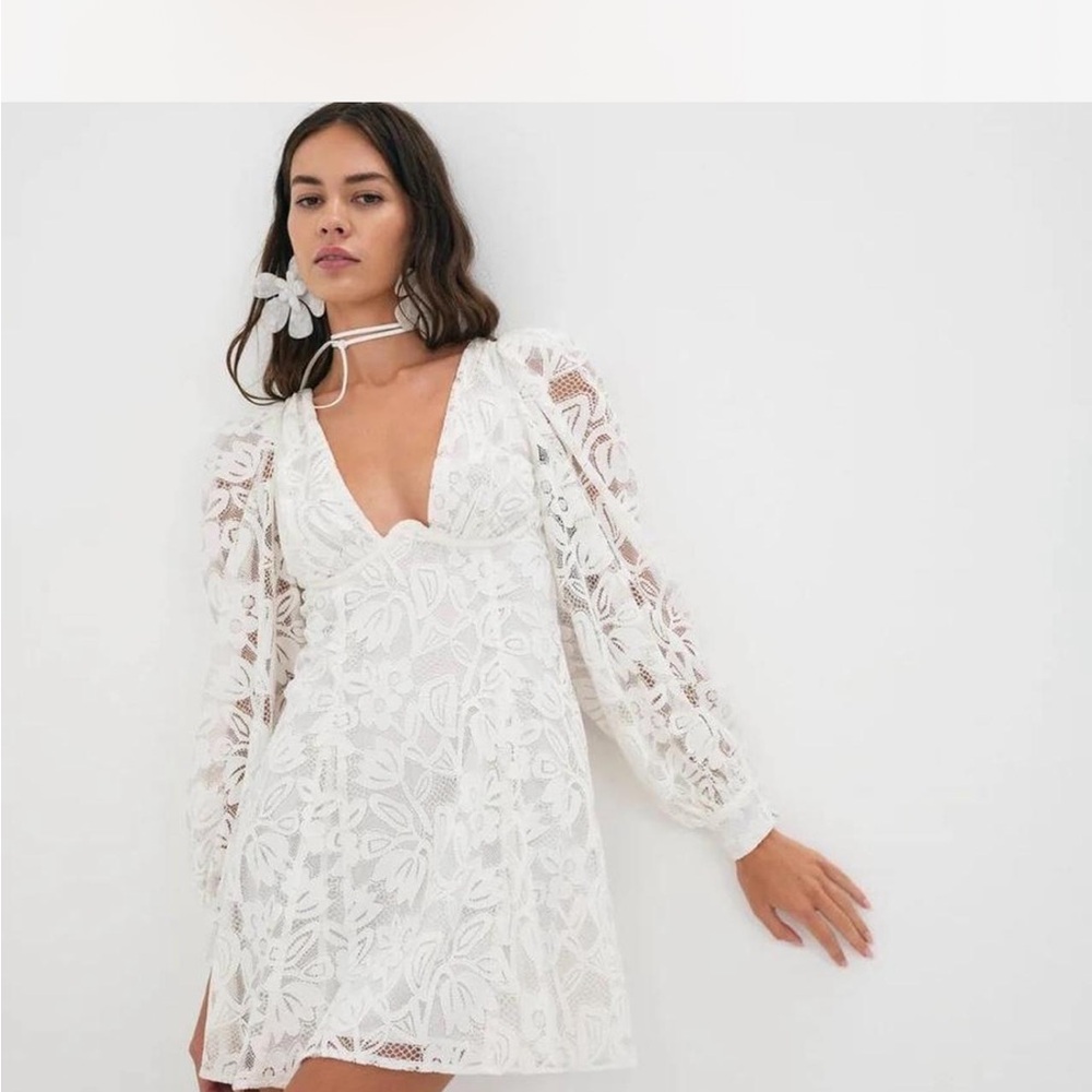 For Love And Lemons White Lace Mini Dress